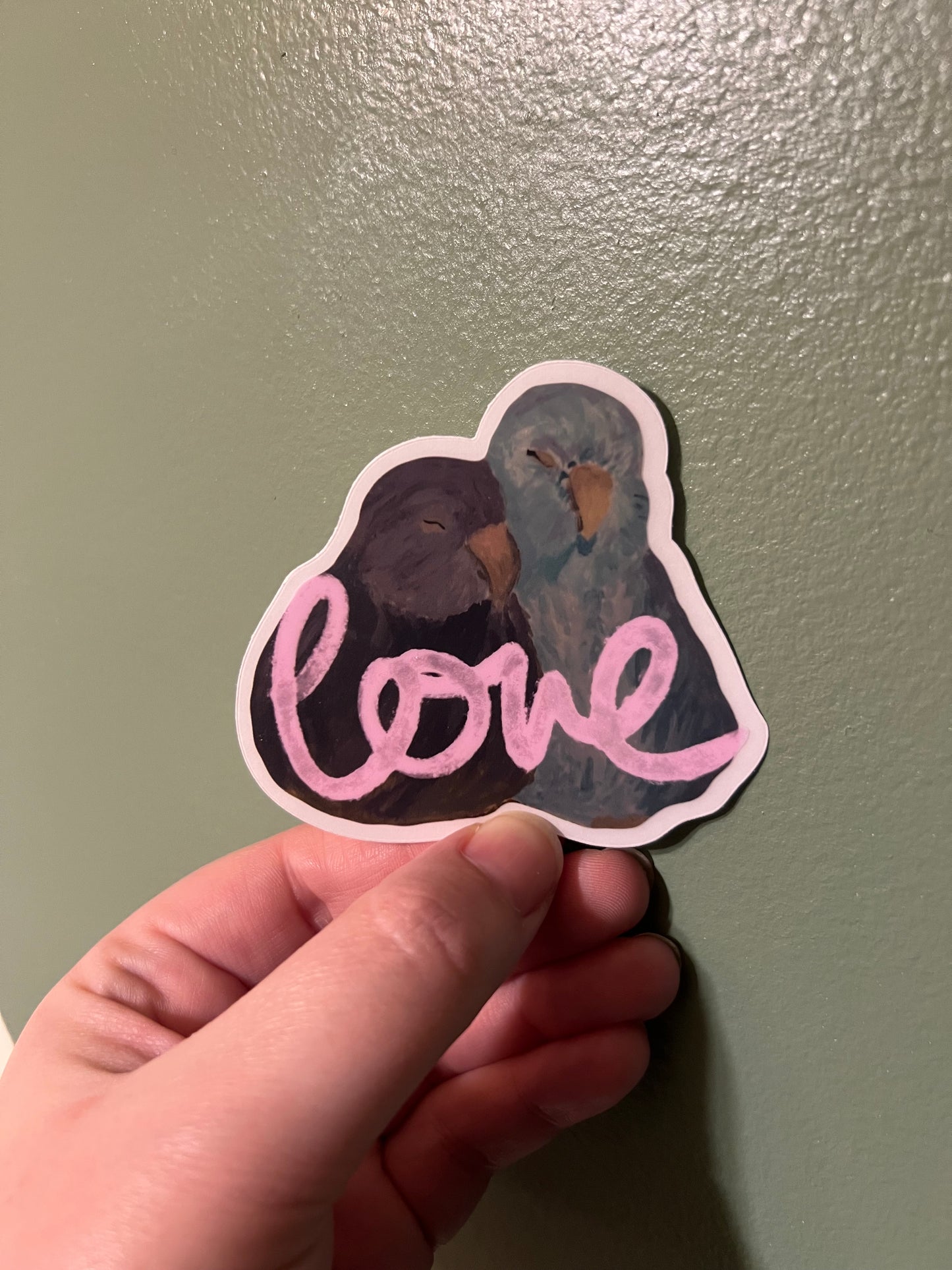 Love Birds Sticker w/ Clear Border