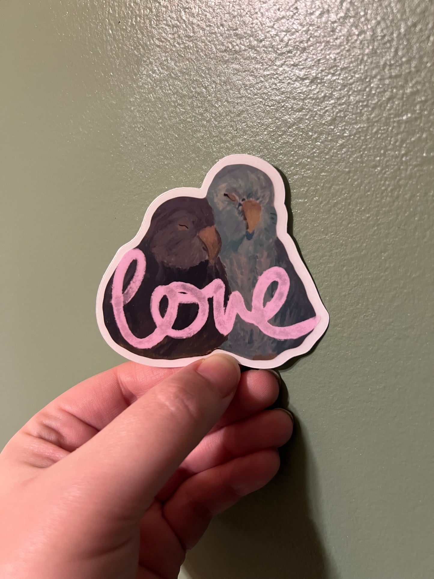 Love Birds Sticker w/ Clear Border