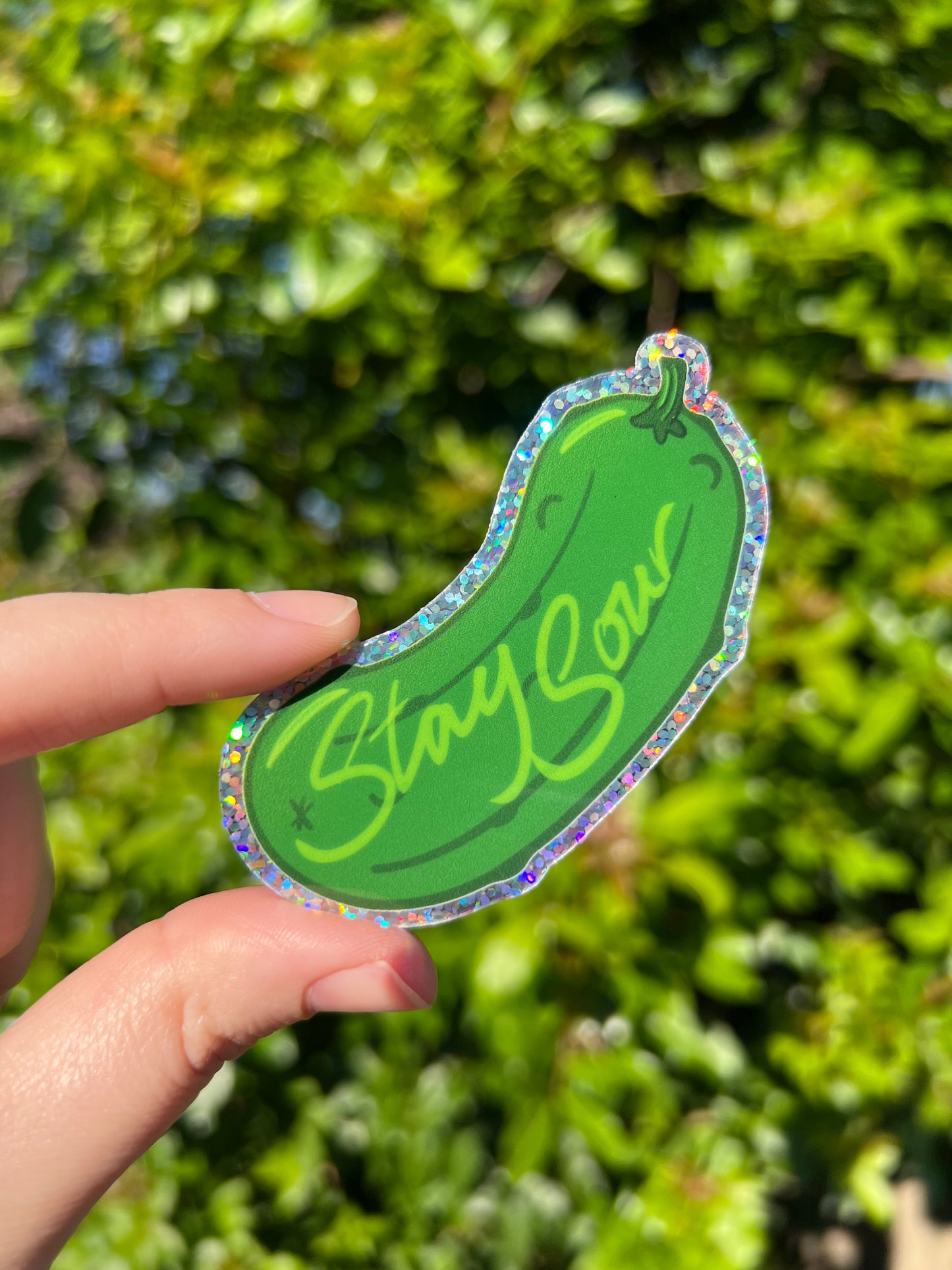 “Stay Sour” Sparkle Pickle Sticker