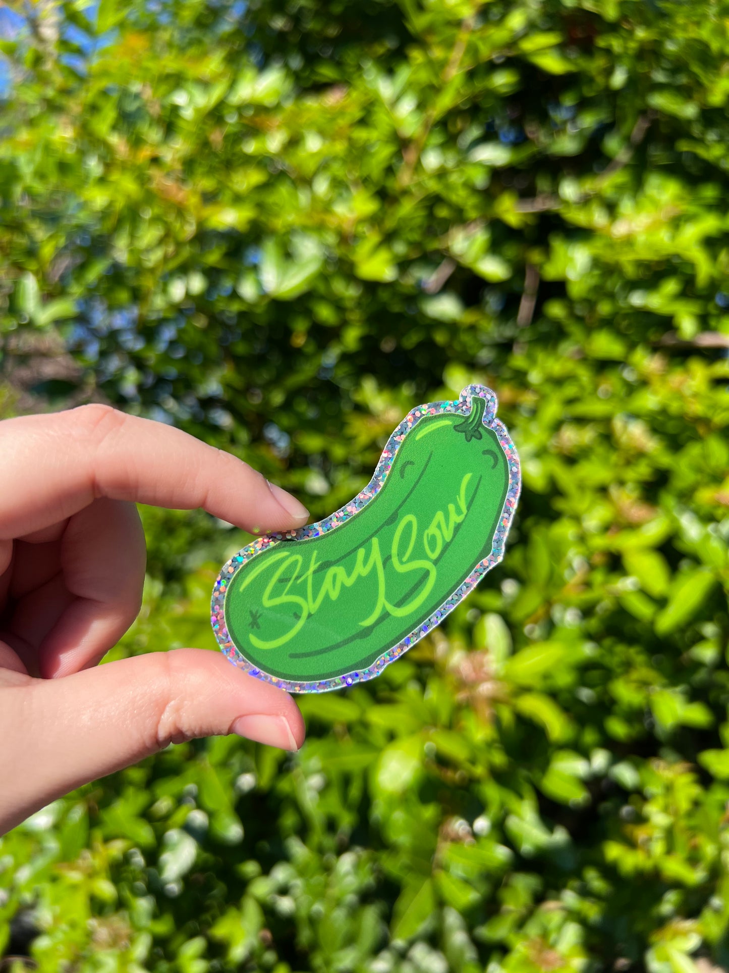 “Stay Sour” Sparkle Pickle Sticker