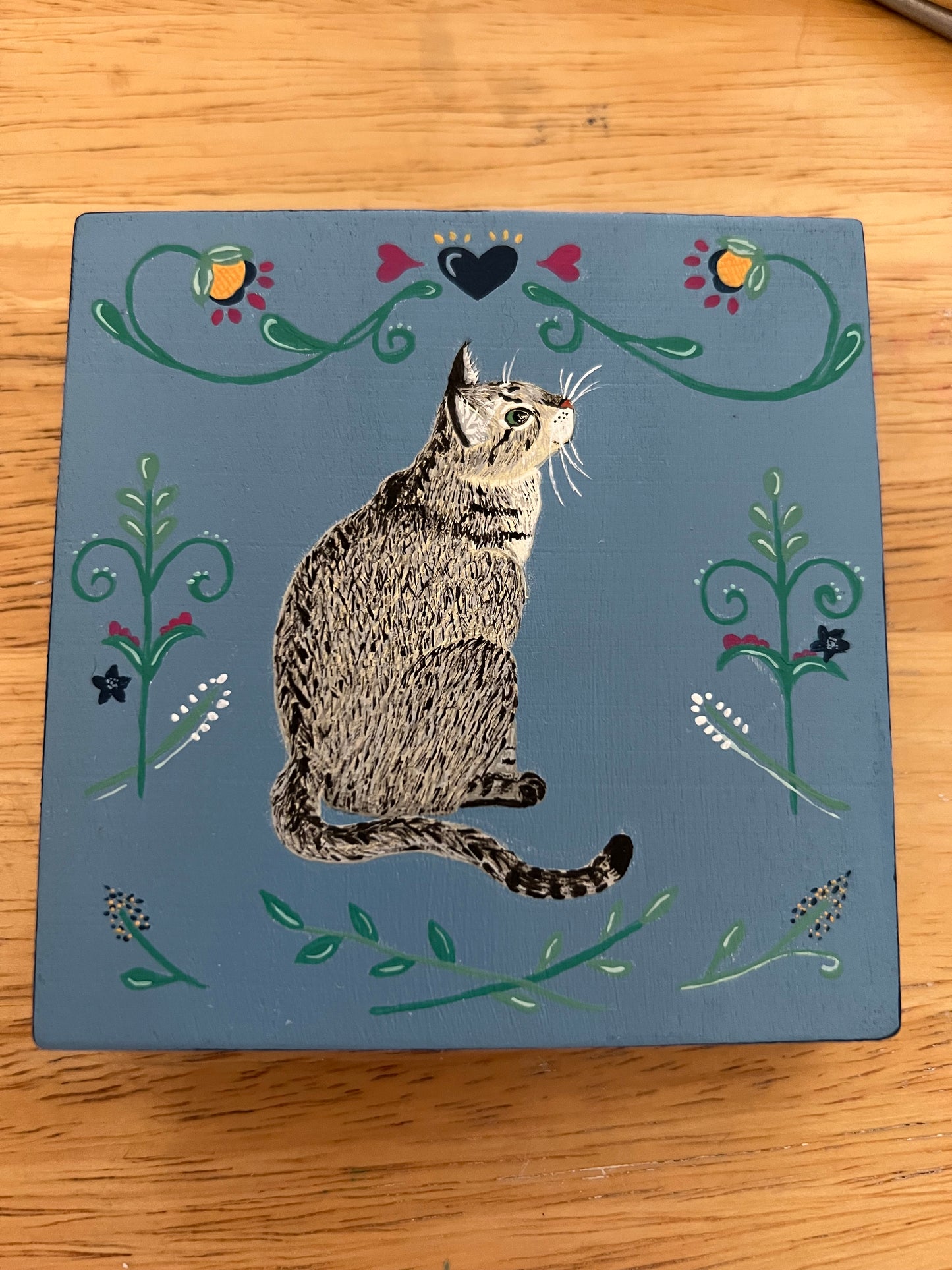 Custom Hand Painted Pet Folk Art Portrait