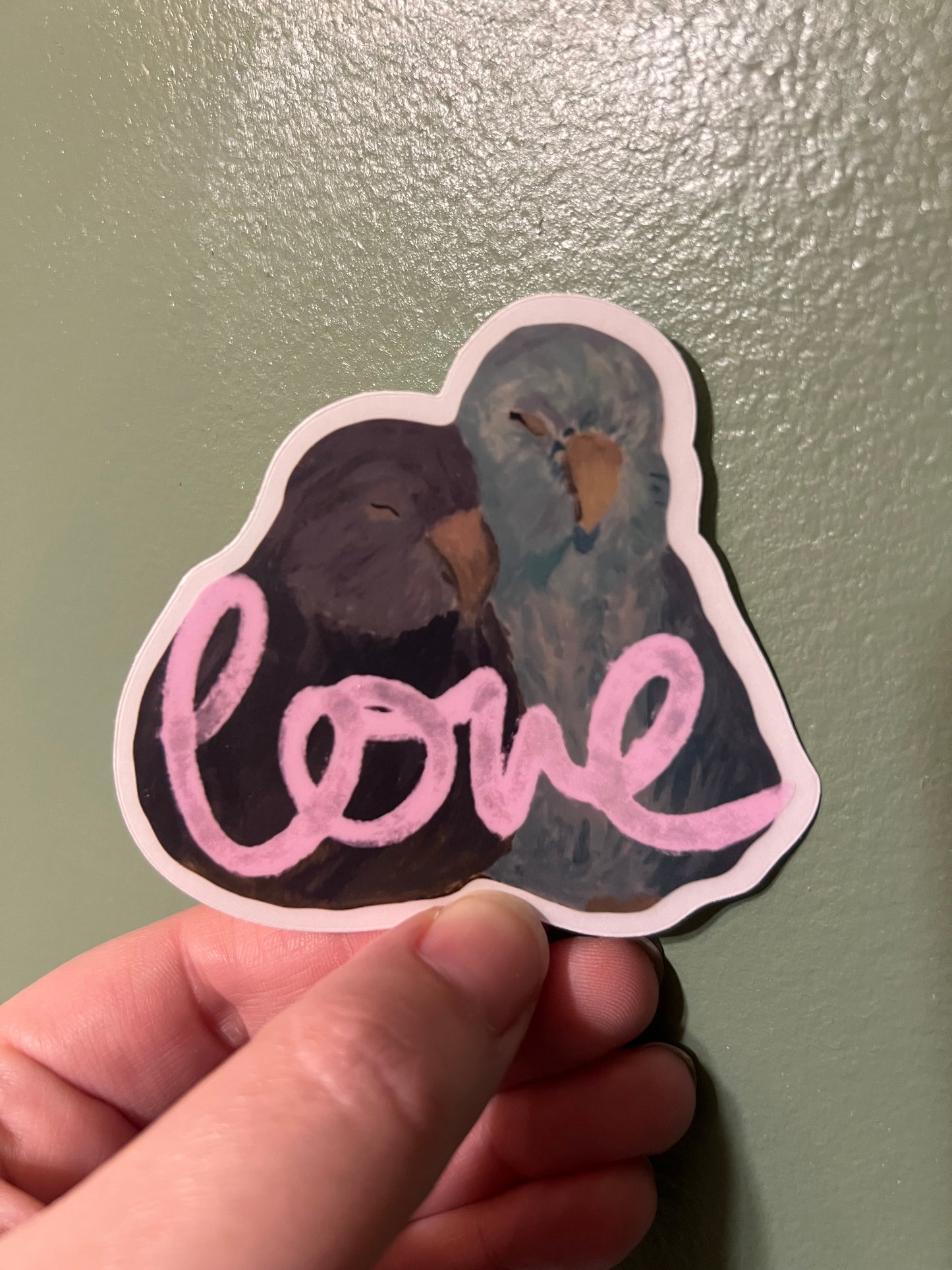 Love Birds Sticker w/ Clear Border