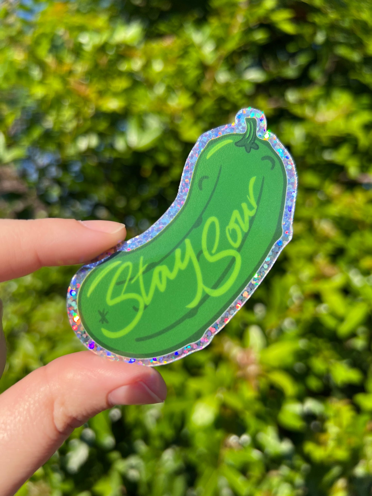 “Stay Sour” Sparkle Pickle Sticker